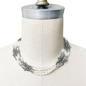 Silpada Sterling Pearl Necklace 5 Strand